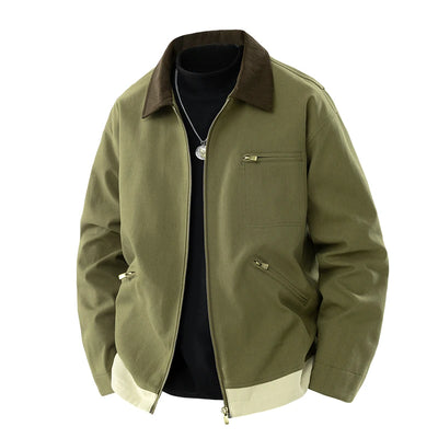 Contrast Collar Zip Jacket