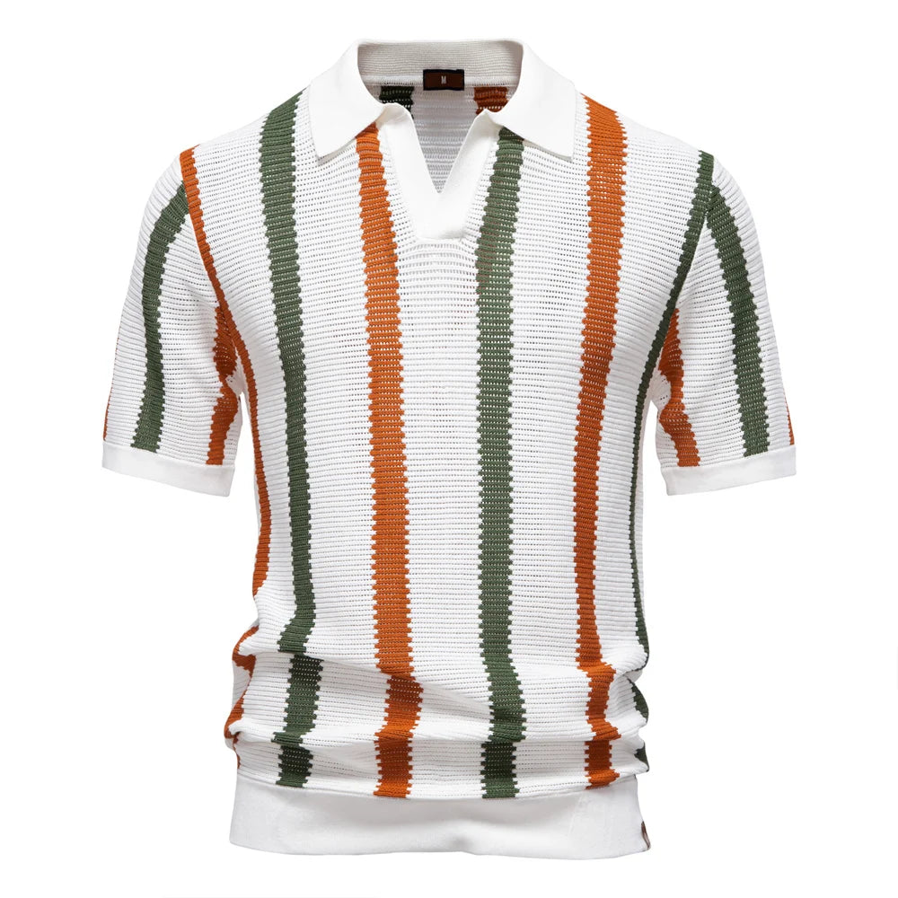 Retro Striped Texture Polo