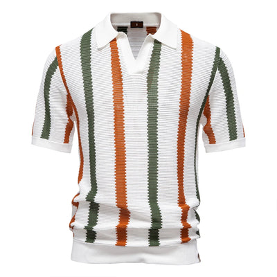 Retro Striped Texture Polo