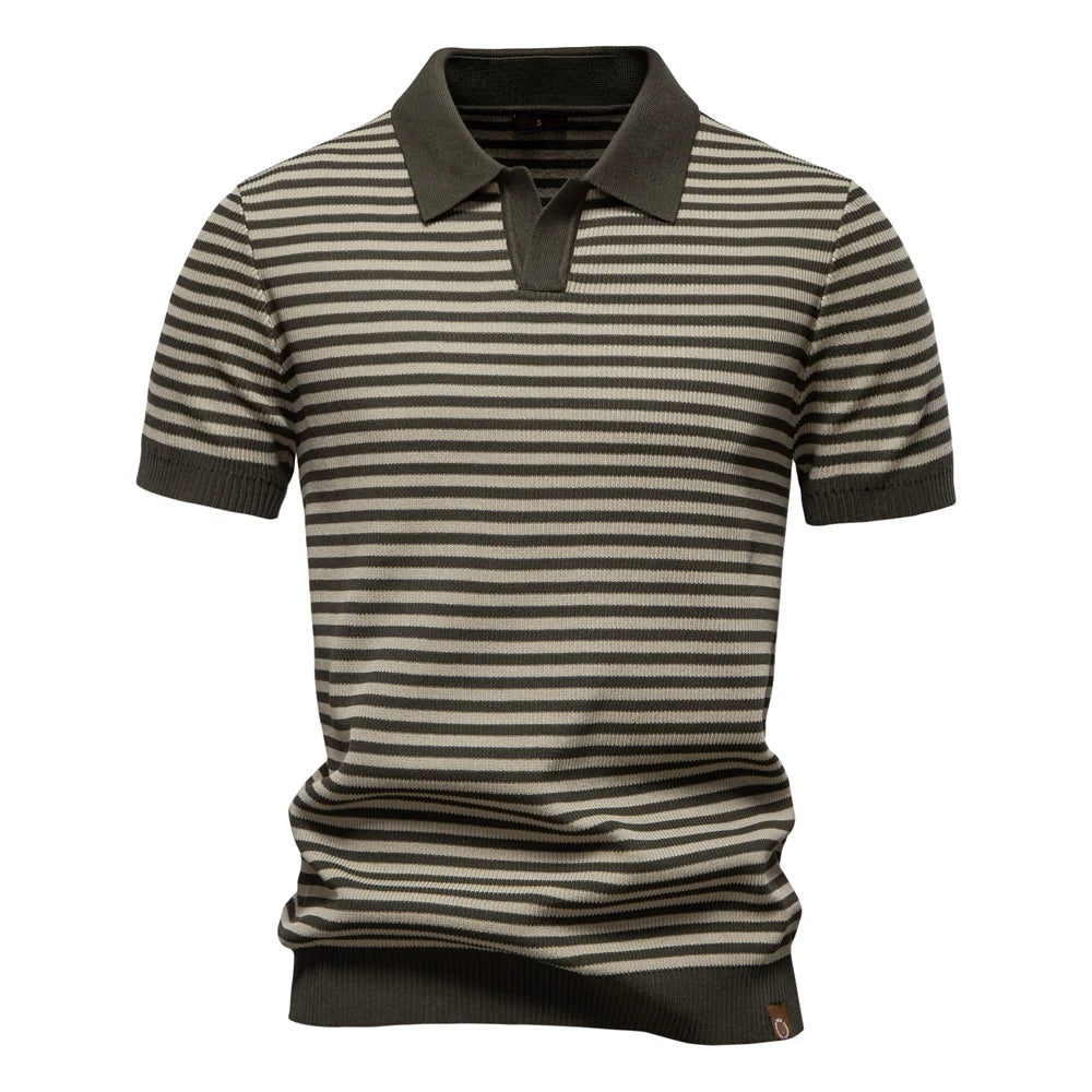 Retro Stripe Knit Polo