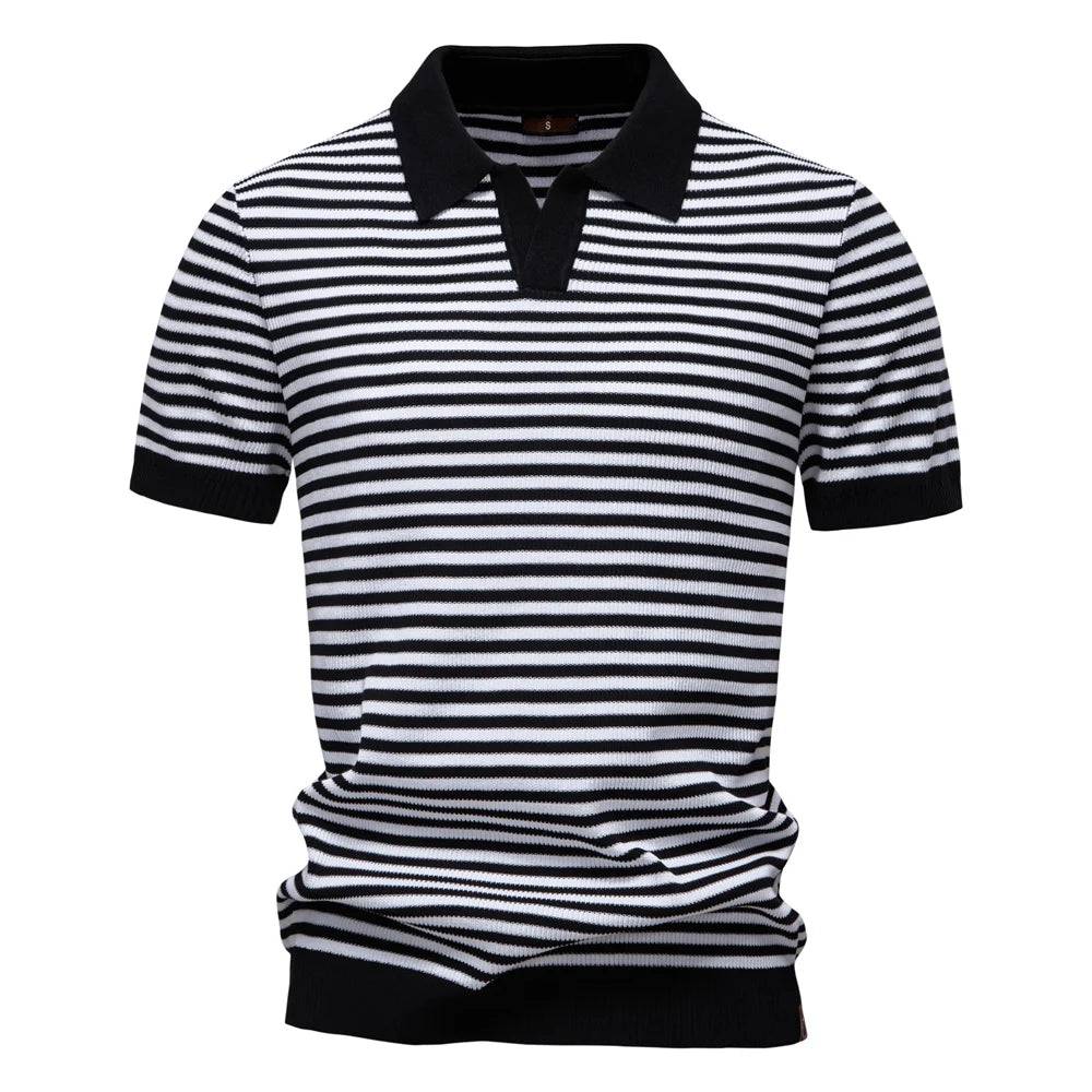 Retro Stripe Knit Polo