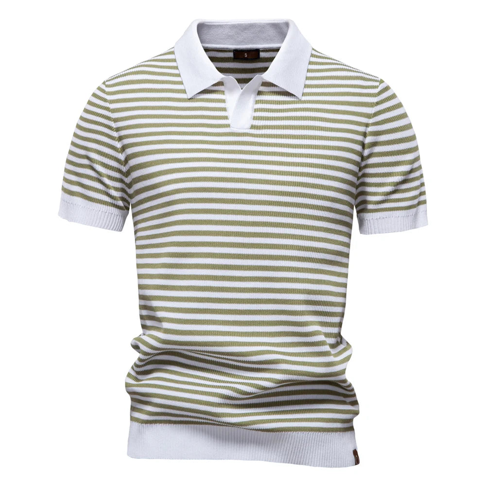 Retro Stripe Knit Polo
