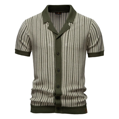 Retro Button-Up Knit Polo