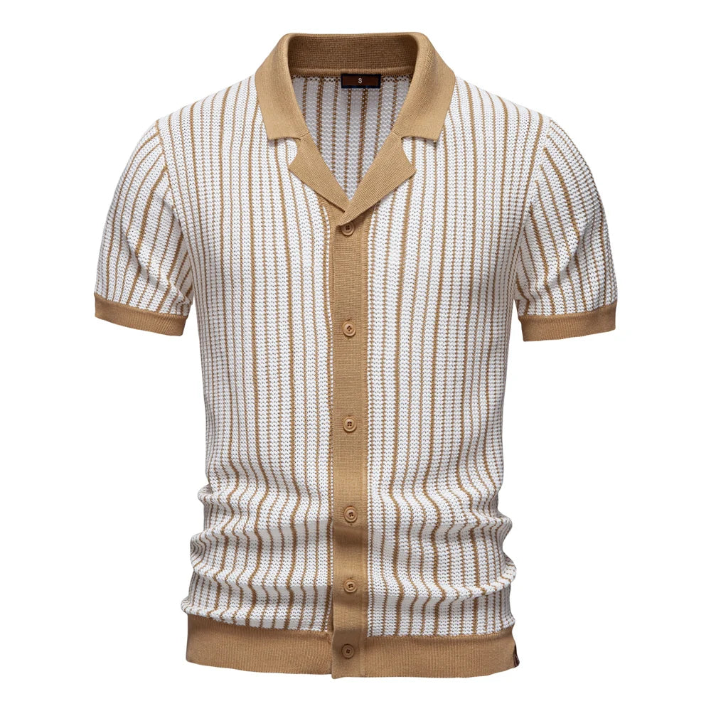 Retro Button-Up Knit Polo