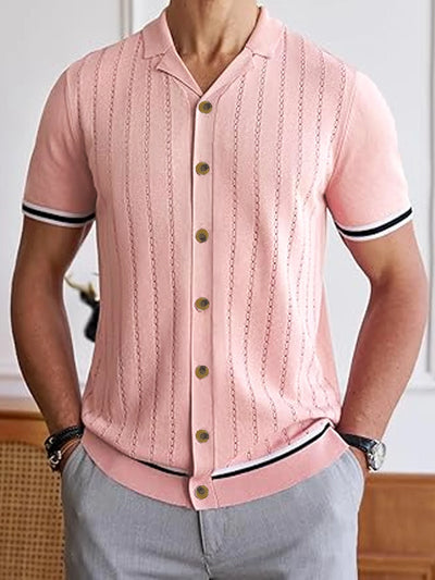 Retro Button-Up Knit Shirt