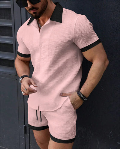 Contrast Collar Button Lounge Set