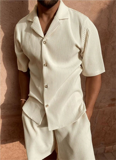 Ribbed Lounge Shirt & Shorts Set