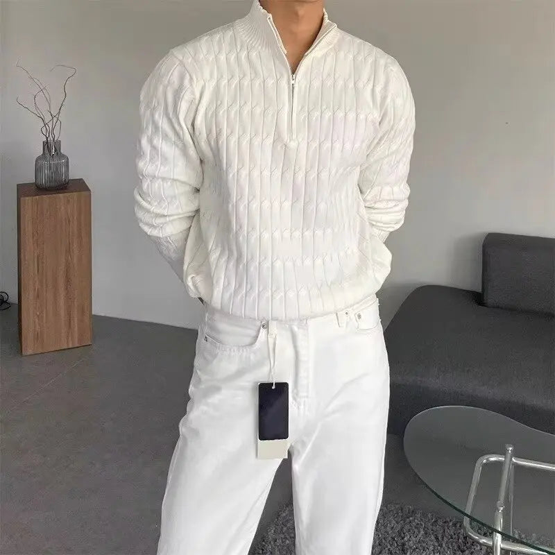 Structured Knit Zip Pullover