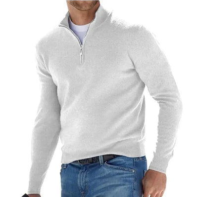 Casual Knit Pullover With Zip