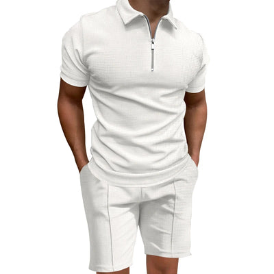 Zip Polo Shorts Set