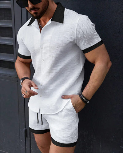 Contrast Collar Button Lounge Set