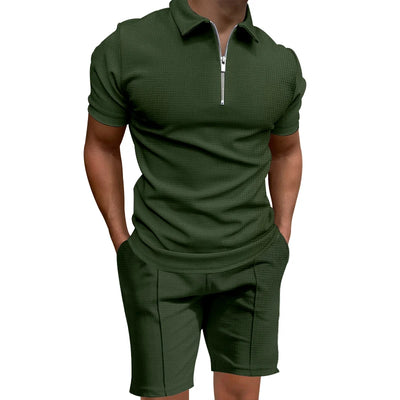 Zip Polo Shorts Set