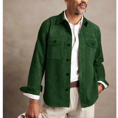 Chest Pocket Faux Suede Jacket