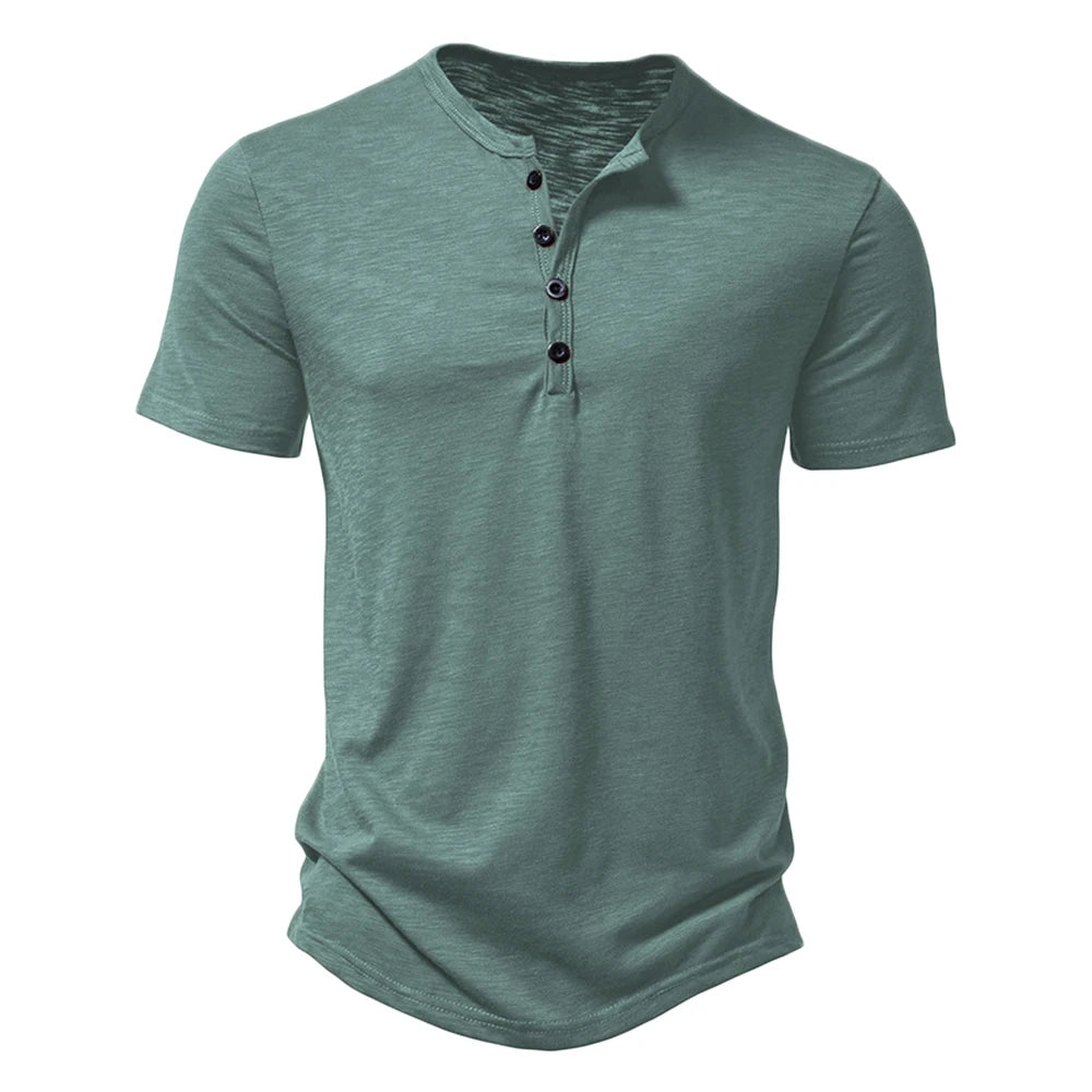 Minimalist Cotton Henley Shirt