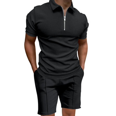 Zip Polo Shorts Set