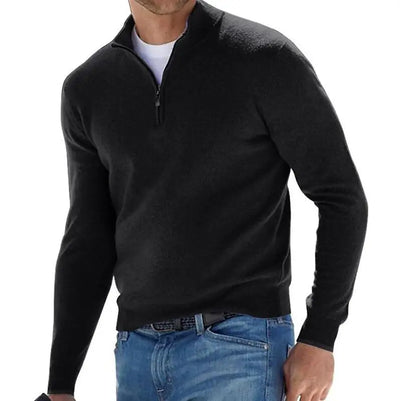 Casual Knit Pullover With Zip