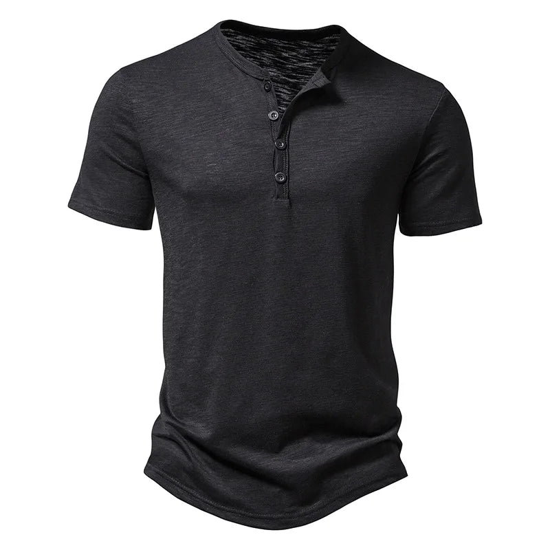 Minimalist Cotton Henley Shirt