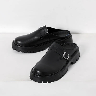 Chunky Buckle Slide Mules