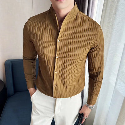 Crinkle Texture Button Shirt