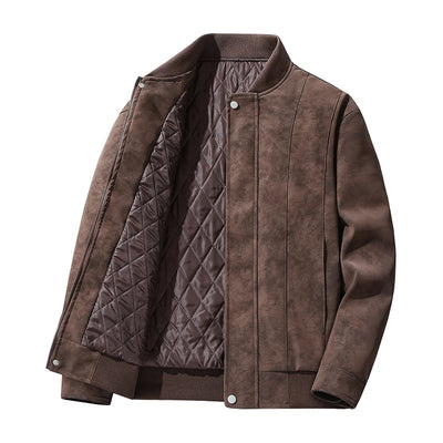 Quilted Faux Suede Bomber Jacket