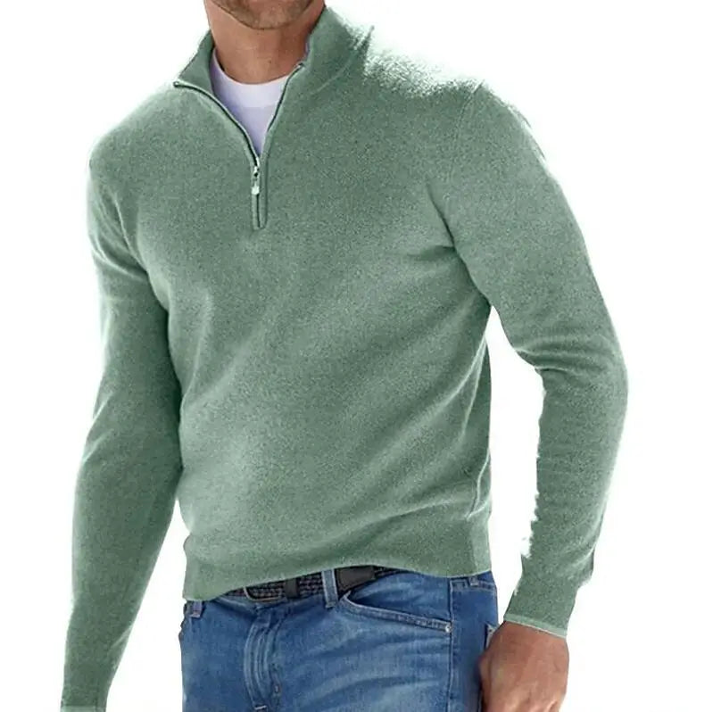 Casual Knit Pullover With Zip