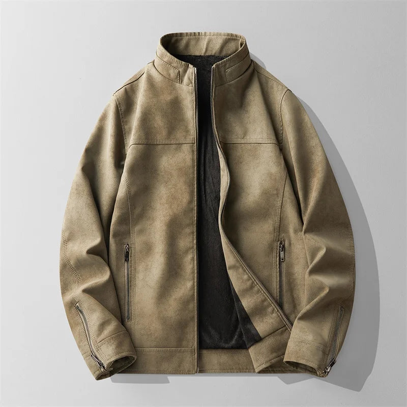 Washed Faux Leather Jacket